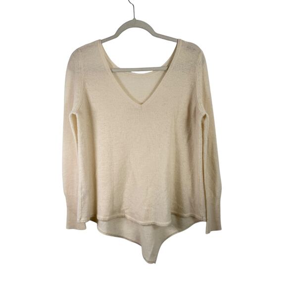 Subtle Luxury Nelly Washable Cashmere Sweater V-Neck Cream FLAW Womens S/M - Picture 1 of 7
